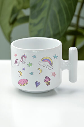 Baskılı T Kupa & Fosforlu Kalem & Desenli Şeffaf Kalemlik & Renkli Yıldız Çıtçıt Toka Hediye Seti