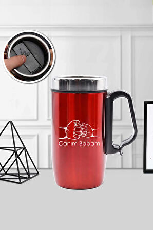 Babalar Gününe Özel Kulplu 280 ML Çelik Termos & Tıraş Kolonyası Hediye Seti