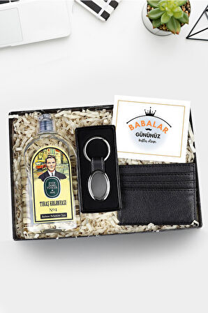 Elips Anahtarlık & Siyah Kartlık & Eyüp Sabri Tuncer Tıraş Kolonyası Hediye Seti