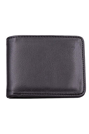 Siyah Erkek Suni Deri Cüzdan & Gümüş Renk Anahtarlık & Siyah Kartlık Hediye Seti