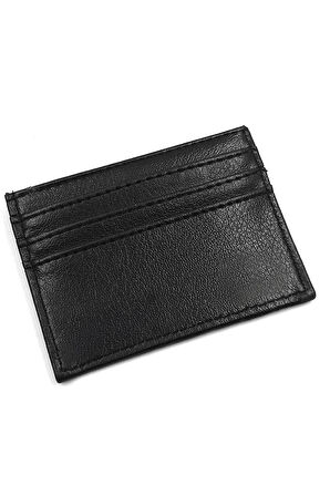 Siyah Erkek Suni Deri Cüzdan & Gümüş Renk Anahtarlık & Siyah Kartlık Hediye Seti