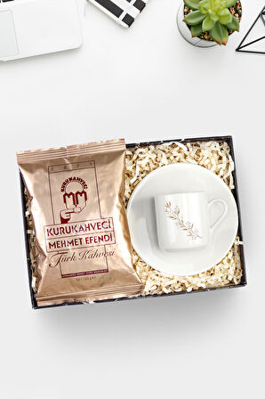 Yaprak Tasarım Fincan & Mehmet Efendi Türk Kahvesi Hediye Seti