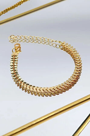 Su Yolu Bileklik & Çelik Kelepçe Bileklik & Başak Desen Bileklik Takı Seti