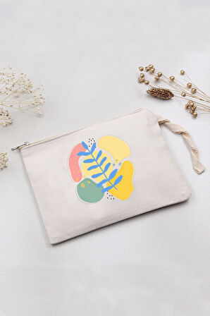 Çiçek Tasarımlı T Kupa & Beyaz Metal Kutulu Mum & Haftalık Planner & Ham Bez El Çantası Hediye Seti