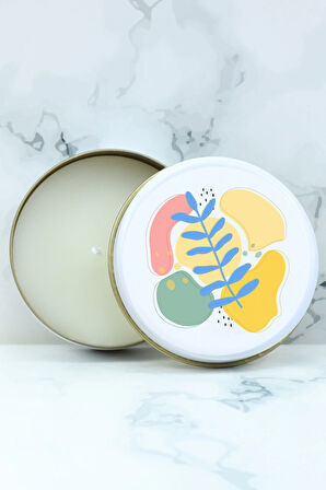 Çiçek Tasarımlı T Kupa & Beyaz Metal Kutulu Mum & Haftalık Planner & Ham Bez El Çantası Hediye Seti