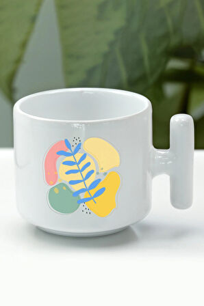 Çiçek Tasarımlı T Kupa & Beyaz Metal Kutulu Mum & Haftalık Planner & Ham Bez El Çantası Hediye Seti