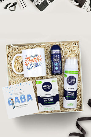 Babalar Gününe Özel Baskılı Kupa & Roll-on Deodorant & Tıraş Köpüğü & Balsam Hediye Seti