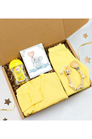 Yenidoğan Bebek Takımı & Dalin Bebek Şampuanı & Ahşap Figürlü Emzik Tutucu Hediye Seti