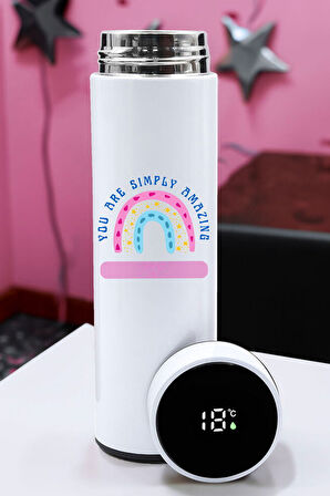 Tasarım Dereceli Termos & Konfeti Defter & Pembe Tükenmez Kalem & Lotus Mum & Çerçeve Hediye Seti