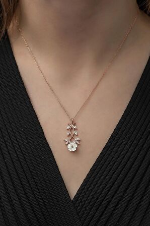 925 Ayar Manolya Çiçeği Kolye Kadın Gümüş Kolye