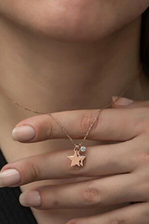 925 Ayar Minimal Çift Yıldız Kolye Kadın Gümüş Kolye