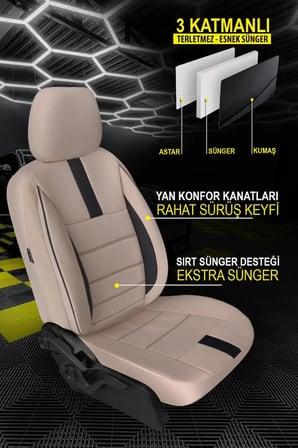 Renault Koleos (phaseı) 2.0 Dci (150 Hp) 4x4 2014 CARBON Serisi UYUMLU TAY TÜYÜ OTO KOLTUK KILIFI BEJ