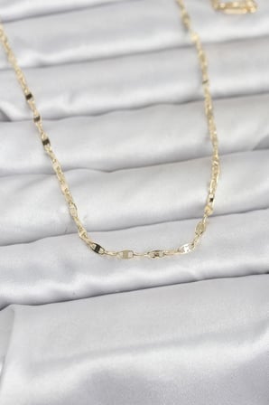CM 14K Renk Yassı Gemici Zincir Model 60 cm Kadın Kolye