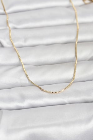 CM 14K Renk İnce Kare Zincirli Model 60 cm Kadın Kolye