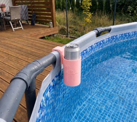 3D Baskı Havuz Bardaklığı - Boruya Takılan İçecek Tutucu-Pembe