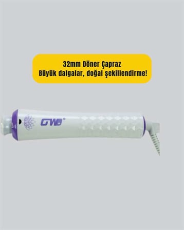 GW 32mm Döner Başlıklı Saç Kıvırma Makinesi – Her An Her Yerde Profesyonel Şekillendirme
