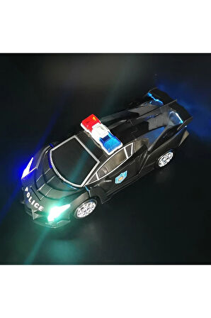 Polis Transformers Arabası Işıklı Sesli Kendinden Robota Dönüşebilen Çarp Dön Araba 25 cm