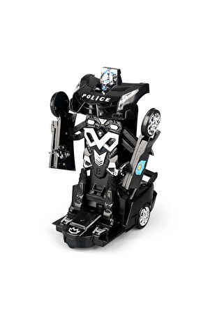 Polis Transformers Arabası Işıklı Sesli Kendinden Robota Dönüşebilen Çarp Dön Araba 25 cm