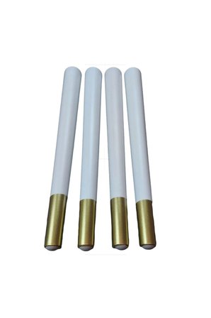 Üstten Vidalı Gürgen Ahşap Ucu Gold Beyaz Renk 42 Cm 4 Adet Sandalye Sehpa Ayağı