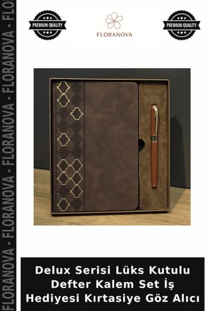 Delux Serisi Lüks Kutulu Defter Kalem Set İş Hediyesi Kırtasiye Göz Alıcı