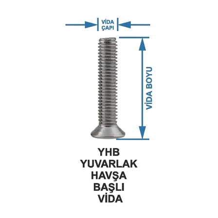 M8X15mm YHB Vida – DIN965 (Yıldız Havşa Başlı Vida) 10 Adet