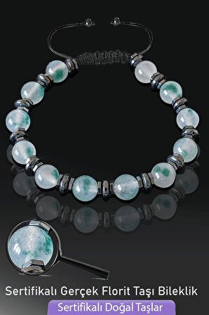 Sertifikalı Gerçek Şeffaf Yeşil Florit Taşı Bileklik - Ayarlamalı