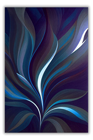 The Reef Design Koyu Mavi Yaprak Desenli Halı Dijital Baskılı Dokuma Kaymaz Tabanlı Yıkanabilir Salon Halısı