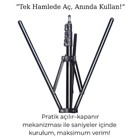Ayarlanabilir Alüminyum Tripod Işık Standı – Ring Light ve Kamera Uyumlu, Katlanabilir Tasarım