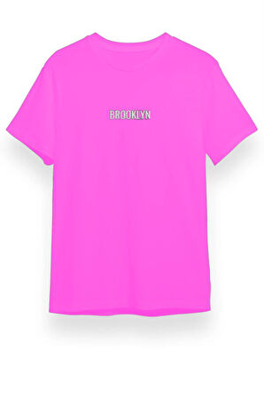 Unisex Brooklyn Siyah Oversize Bisiklet Yaka Baskılı T-shirt