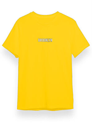 Unisex Brooklyn Siyah Oversize Bisiklet Yaka Baskılı T-shirt