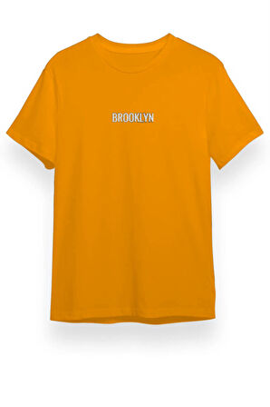 Unisex Brooklyn Siyah Oversize Bisiklet Yaka Baskılı T-shirt