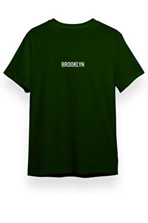 Unisex Brooklyn Siyah Oversize Bisiklet Yaka Baskılı T-shirt