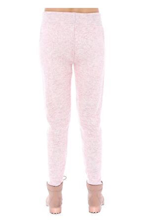 Balıkçı Yaka Düz Örgülü Alt Üst Pembe Triko Takım