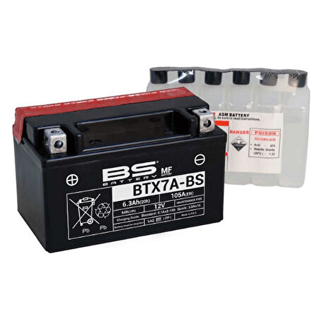 Kanuni Mati 125 BTX7A-BS 12 Volt 6 Amper BS Akü