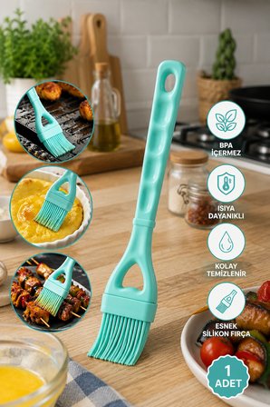 Silikon Yağlama Fırçası Hamur ve Pasta Fırçası Isıya Dayanıklı Mutfak Fırçası 18 cm