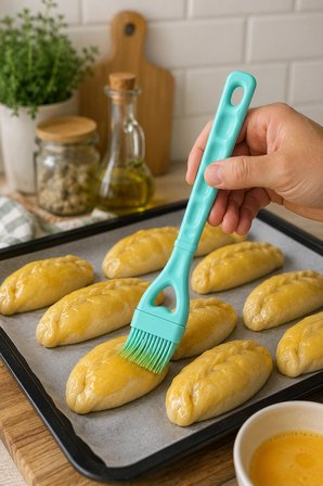 Silikon Yağlama Fırçası Hamur ve Pasta Fırçası Isıya Dayanıklı Mutfak Fırçası 18 cm
