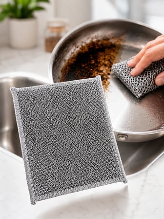 20x20 cm Paslanmaz Çelik Telli Temizlik Bezi | Zorlu Lekeler İçin Dayanıklı Bulaşık Teli