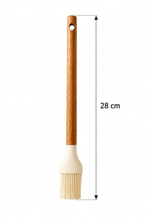 Ahşap Saplı Premium Silikon Yağlama Fırçası 28 cm - BPA İçermez, Isıya Dayanıklı Hamur, Yumurta, Et ve Izgara Marinasyon Fırçası