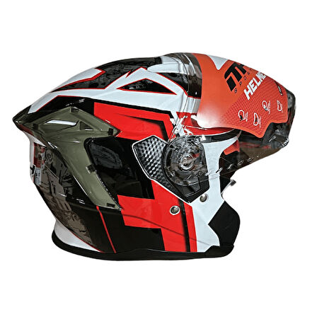 MT Helmets L Beden Yarım Kırmızı Beyaz Kask