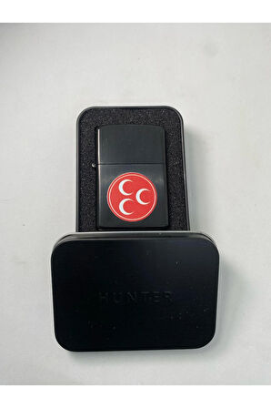 Üç Hilal Tasarımlı Kutulu Benzinli Metal Çakmak