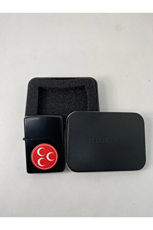 Üç Hilal Tasarımlı Kutulu Benzinli Metal Çakmak