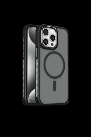 IPHONE 16 Pro Max;Magsafe Özellikli, Lens Koruyuculu, Darbe Önleyici, Kenarları Renklİ Silikon Kılıf