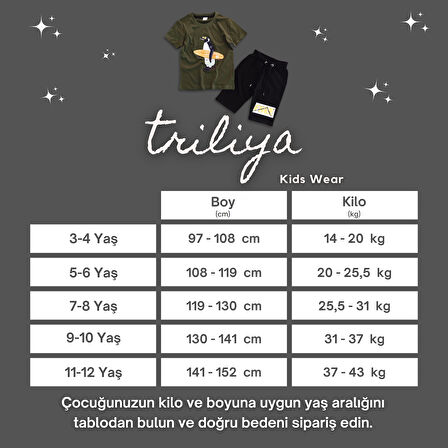 Triliya-Kaliteli Premium Lüks Çocuk Tişört ve Kapri Takımı – 3-12 Yaş Arası