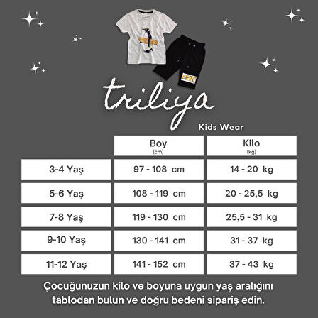 Triliya-Kaliteli Premium Lüks Çocuk Tişört ve Kapri Takımı – 3-12 Yaş Arası