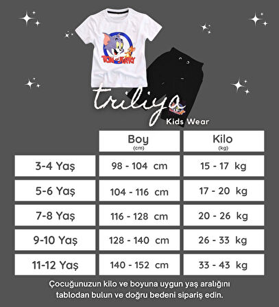 Triliya Pamuklu Unisex Çocuk Kapri Takımı (Cepli & Kordonlu, 3-12 Yaş)