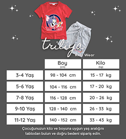 Triliya Pamuklu Unisex Çocuk Kapri Takımı (Cepli & Kordonlu, 3-12 Yaş)