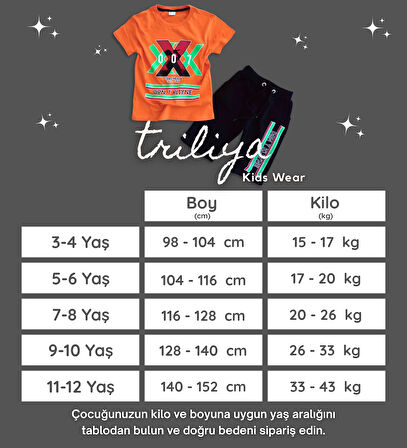 Triliya Pamuklu Unisex Çocuk Kapri Takımı (Cepli & Kordonlu, 3-12 Yaş)