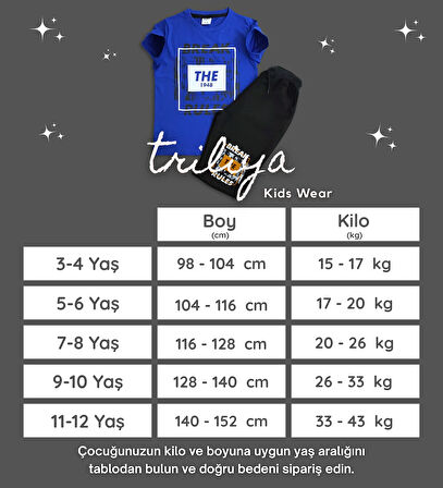 Triliya Pamuklu Unisex Çocuk Kapri Takımı (Cepli & Kordonlu, 3-12 Yaş)