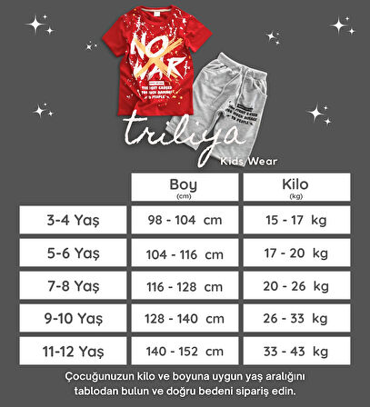 Triliya Pamuklu Unisex Çocuk Kapri Takımı (Cepli & Kordonlu, 3-12 Yaş)