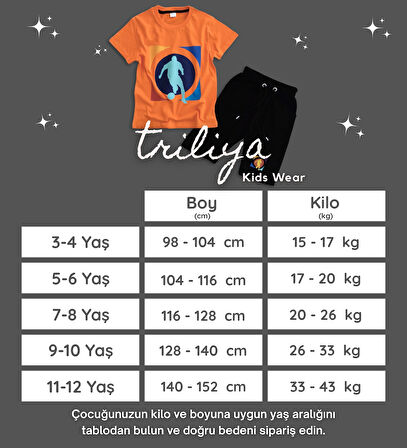 Triliya Pamuklu Unisex Çocuk Kapri Takımı (Cepli & Kordonlu, 3-12 Yaş) TRL-35